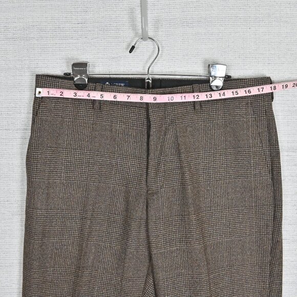 J. Crew Thompson Slim Fit Formal 100% Wool Check Brown Grey Suit Set 42L W34/L32 - Picture 14 of 16